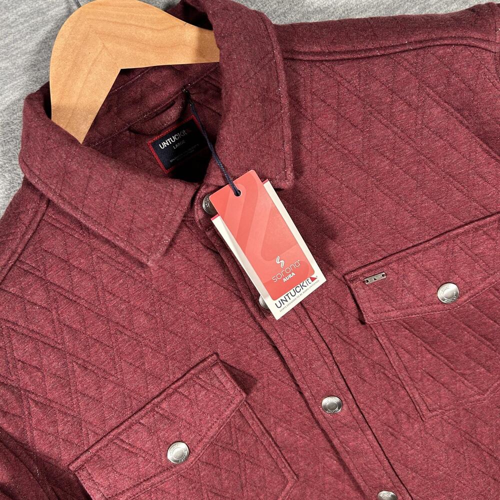 UNTUCKit Jacket Mens Large Red Braunfield Quilted Snap Front Lined Outdoor NEW